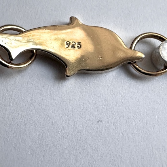 🐬 Vintage .925 Sterling Silver Dolphin Bracelet with Gold Plated Dolphins - Picture 10 of 15